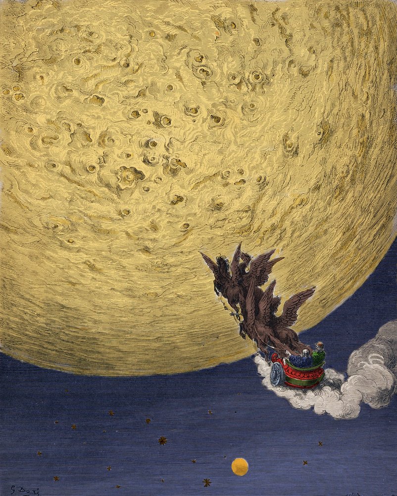 Astolfo en la Luna, grabado de Gustave Doré para Orlando Furioso