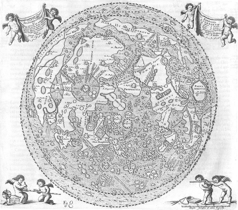 Mapa lunar — Selenographia, 1647